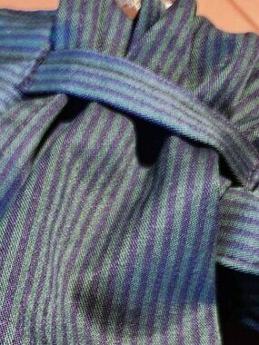 STOCK TIE TEAL w Navy Stripes PRE-TIED by ORNAMENTS NEW